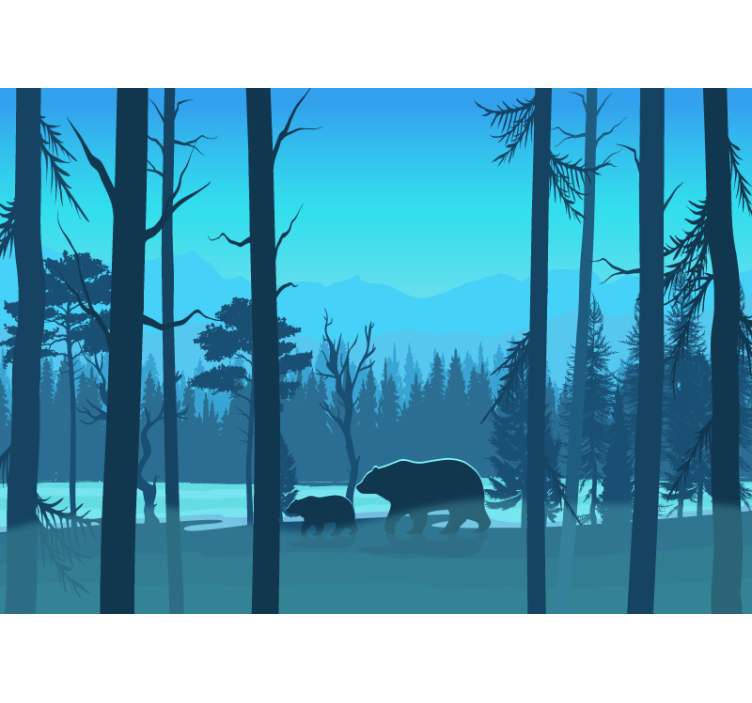 Lasten vuoret ja karhut vuori valokuvatapetti - Tenstickers