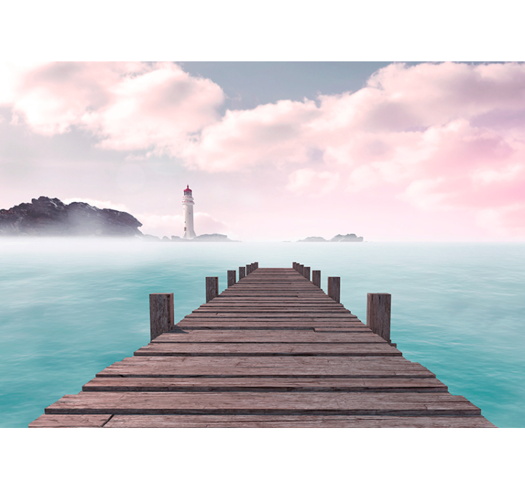 Laituri katselee valtameren tapetti kuvalla valokuvatapetti meri - Tenstickers