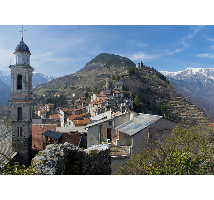 Kaupunki vuoristossa muut kaupunki ja maa valokuvatapetti - Tenstickers