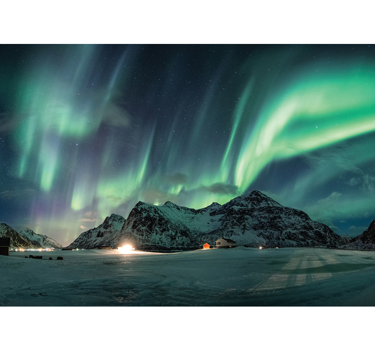 Vihreät revontulet taivas valokuvatapetti - Tenstickers