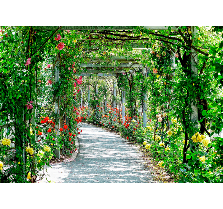 Rehevä kukkainen arcade kukka valokuvatapetti - Tenstickers