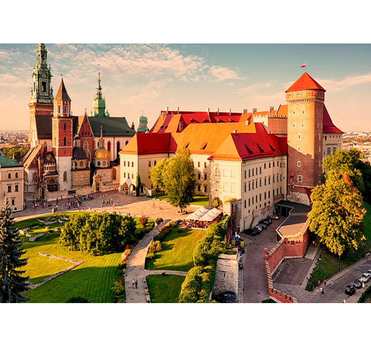 Historiallinen linnan maisema kaupunki valokuvatapetti - Tenstickers