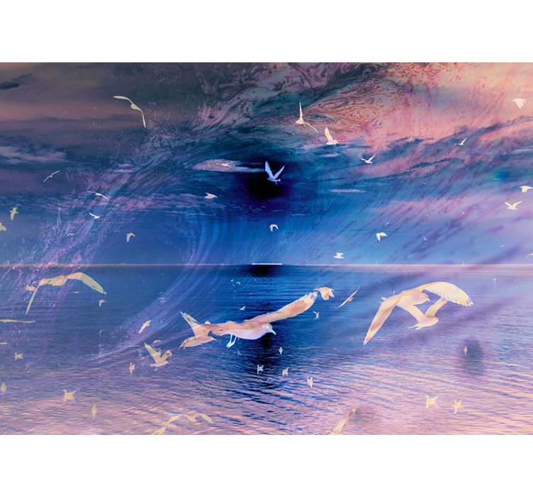 Lokkeja auringonlaskun aikaan luonto valokuvatapetti - Tenstickers