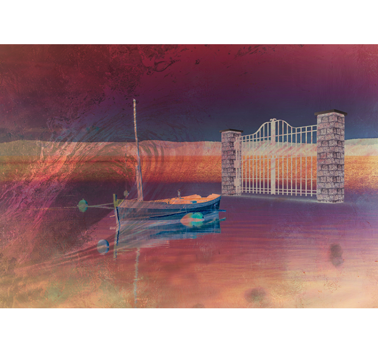 Meriportti meressä veneellä lasten makuuhuoneen valokuvatapetti - Tenstickers