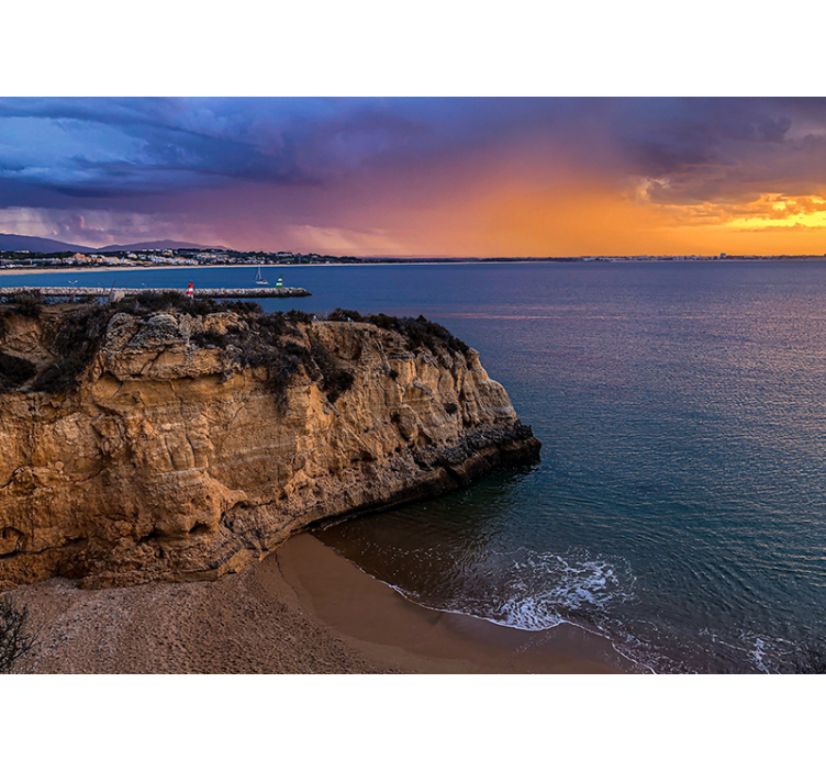 Merenrantanäkymä kalliolle maisema valokuvatapetti - Tenstickers