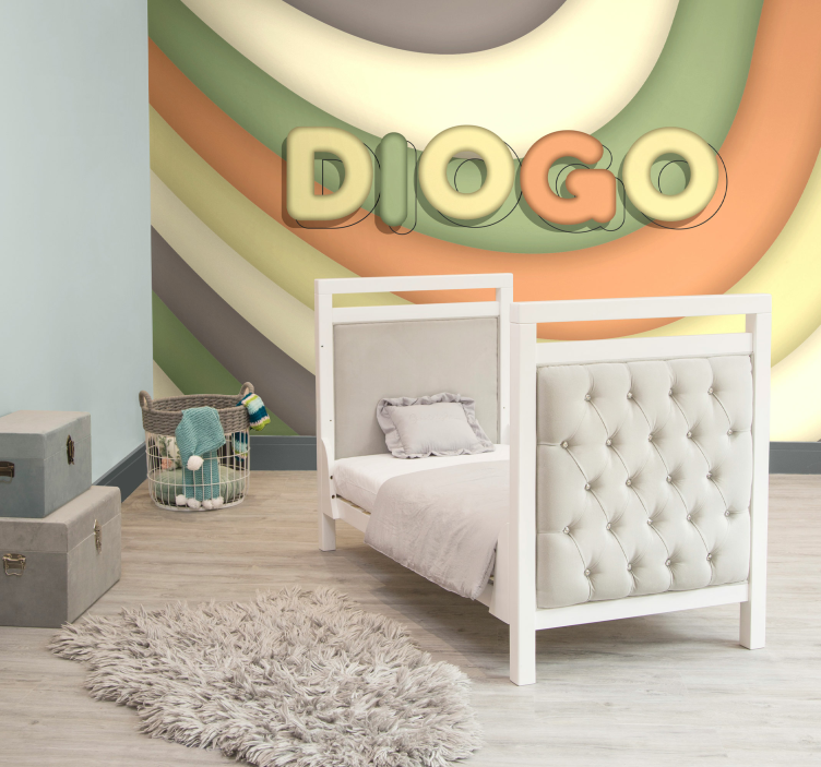 Kaarevat raidat nimeltä lasten makuuhuoneen valokuvatapetti - Tenstickers