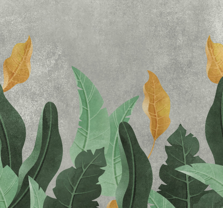 Kasveja betonin päällä olohuone valokuvatapetti - Tenstickers