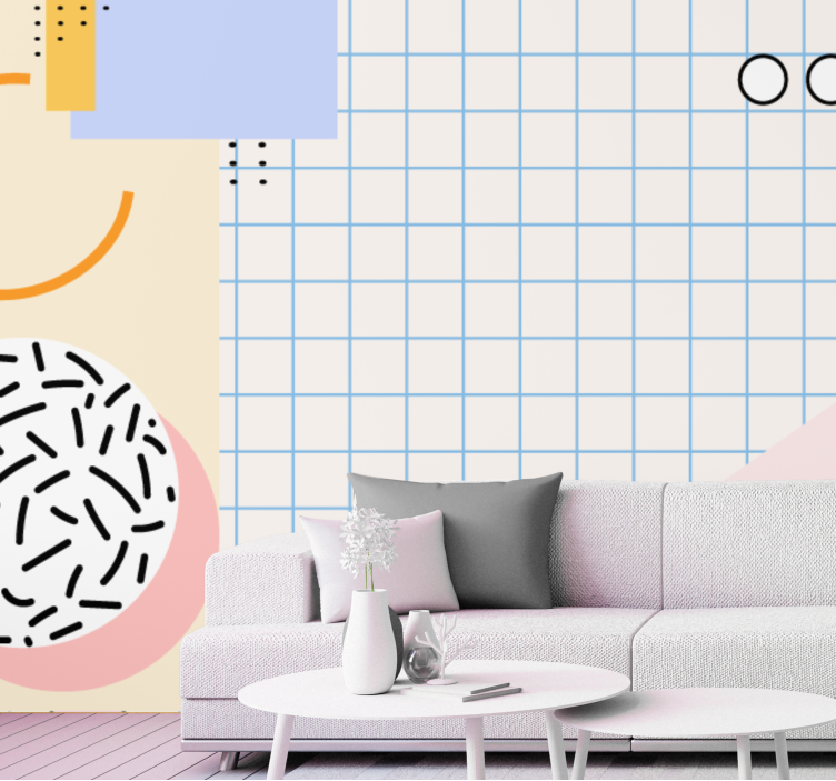 80 -luvun abstrakteja neliöitä väreillä abstrakti valokuvatapetti - Tenstickers