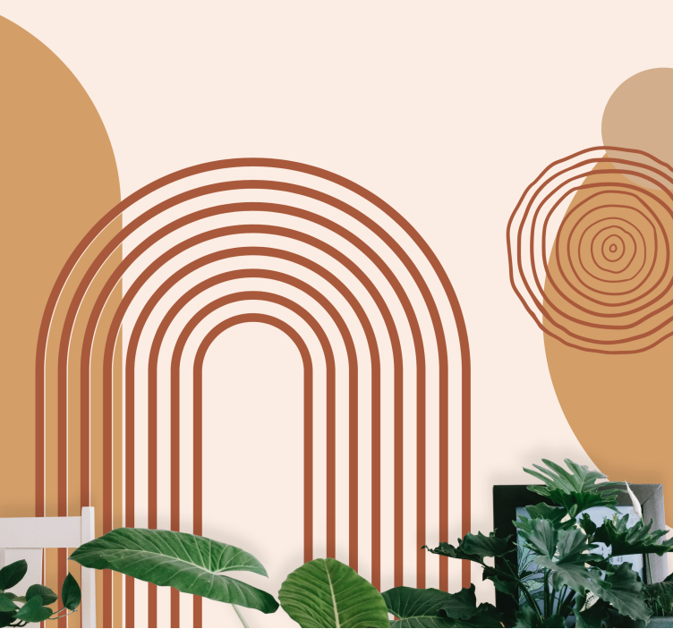 Abstrakti valokuvatapetti geometriset kaarevat viivat - Tenstickers