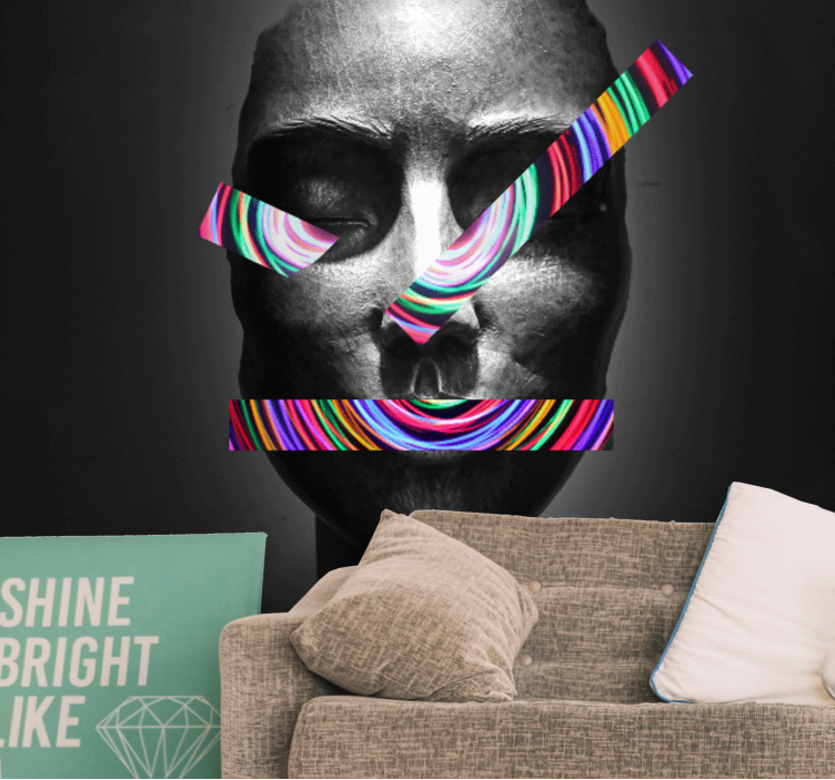 Abstraktit kasvopiirteet taide valokuvatapetti - Tenstickers