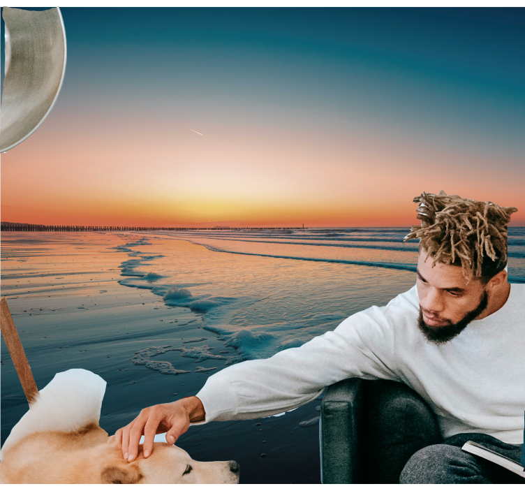 Auringonlasku meren aallot luonto valokuvatapetti - Tenstickers