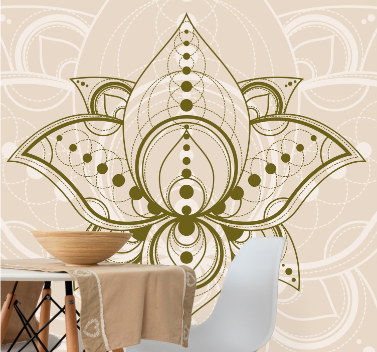 Elegant lotus kuvio mandala valokuvatapetti - Tenstickers