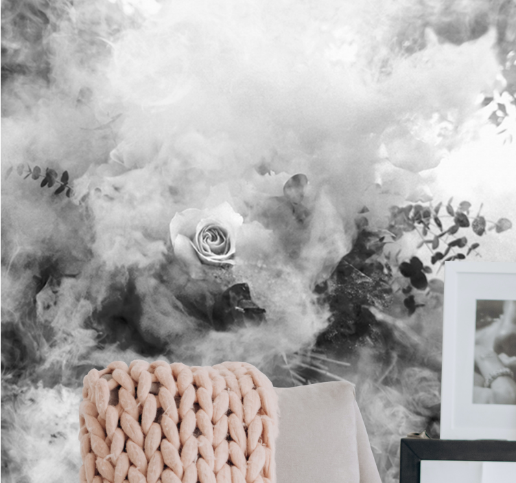 Ethereal valkoinen ruusu kukka valokuvatapetti - Tenstickers