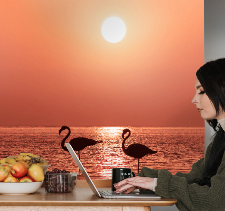 Flamingo auringonlasku taustakuva - Tenstickers