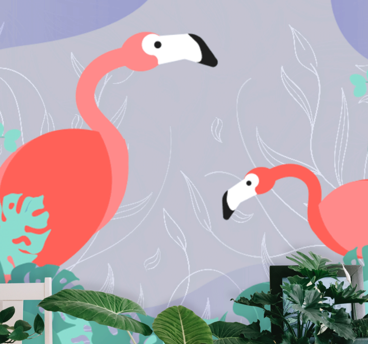 Flamingo perhe eläin valokuvatapetti - Tenstickers
