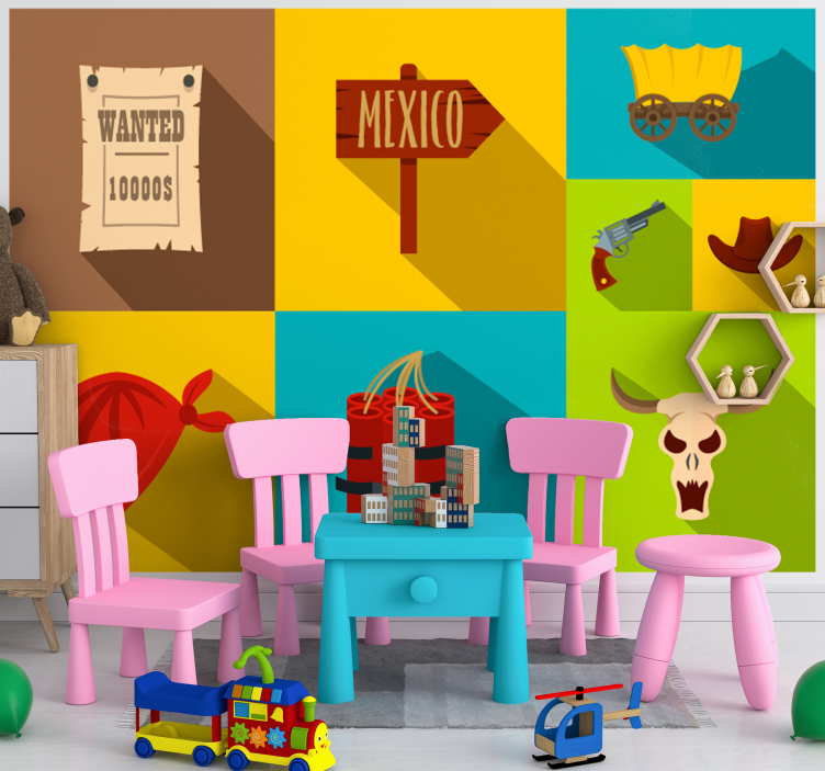 Haluttu meksiko-teema lasten makuuhuoneen valokuvatapetti - Tenstickers
