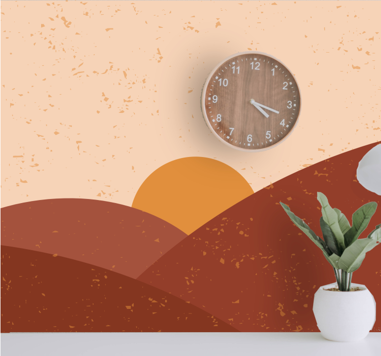 Hämärä huippujen ylle maisema valokuvatapetti - Tenstickers