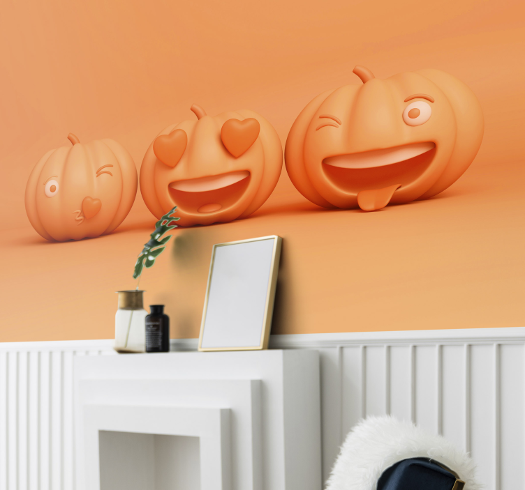 Hauskat kurpitsan kasvot halloween-valokuvatapetti - Tenstickers