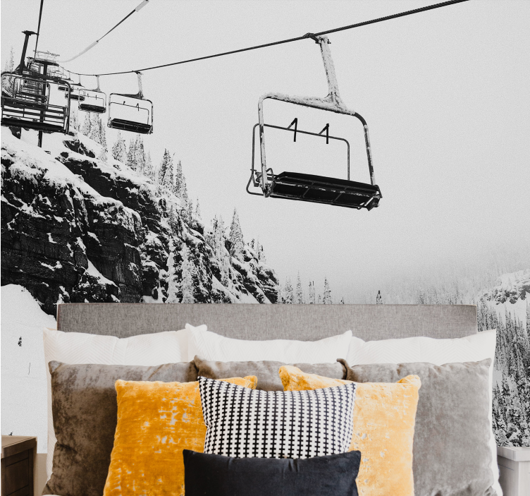 Hiihtohissimatka vuori valokuvatapetti - Tenstickers