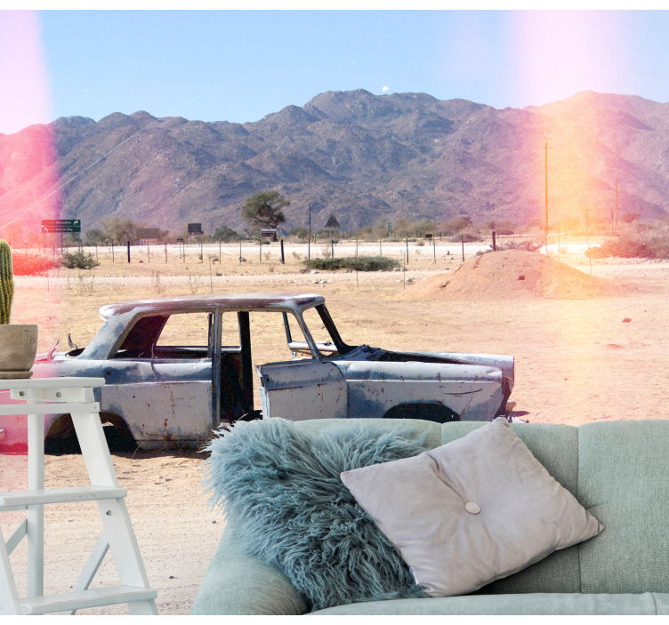 Hylätty klassinen auto ajoneuvo valokuvatapetti - Tenstickers