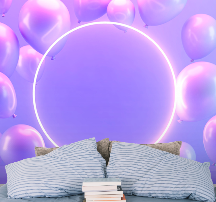 Ilmapallojen järjestely kirkkaalla ympyrällä lasten makuuhuoneen  - Tenstickers