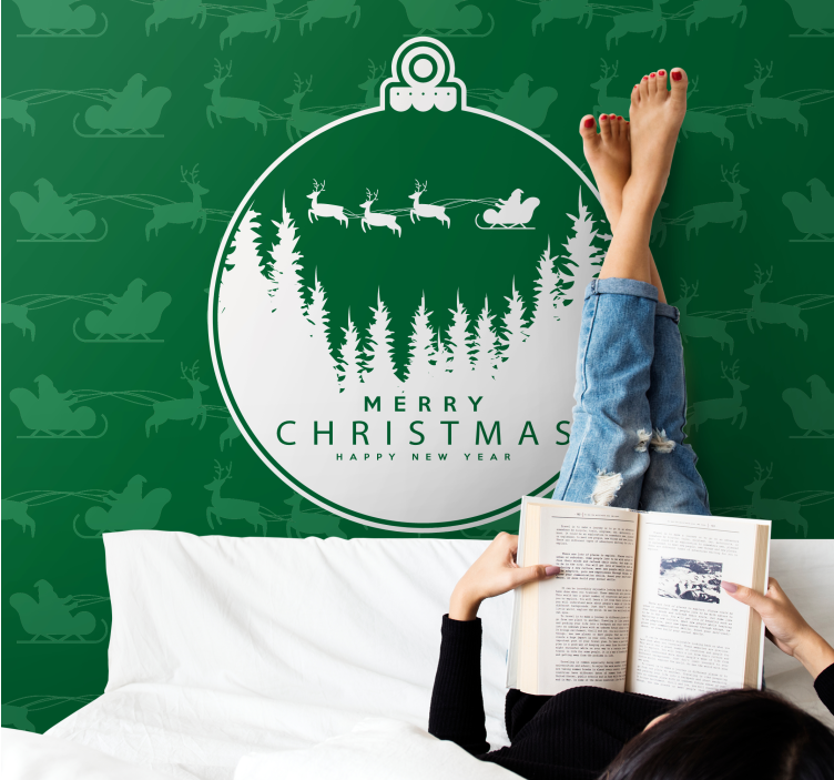 Iloinen talvimaisema joulu kuvatapetti - Tenstickers