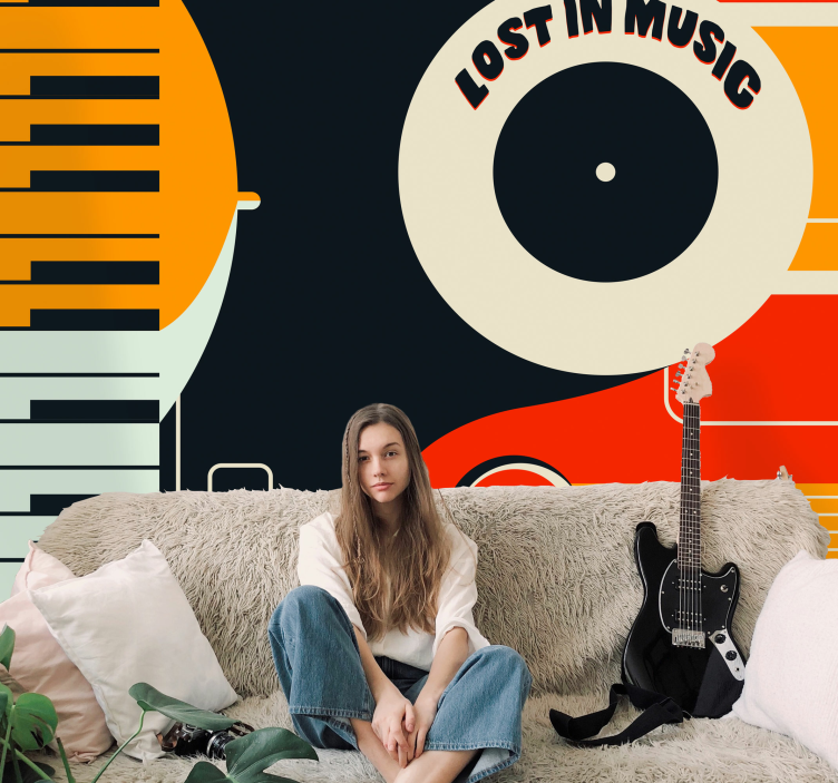 Kadonnut musiikkilauseissa musiikki aiheinen valokuvatapetti - Tenstickers