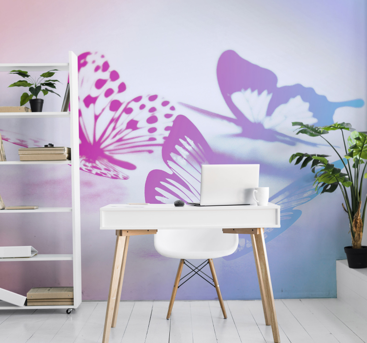 Kaksiväriset perhoset eläin valokuvatapetti - Tenstickers