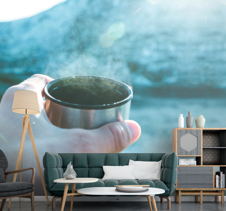 Käsi pidellen juomaa valokuvatapetti - Tenstickers