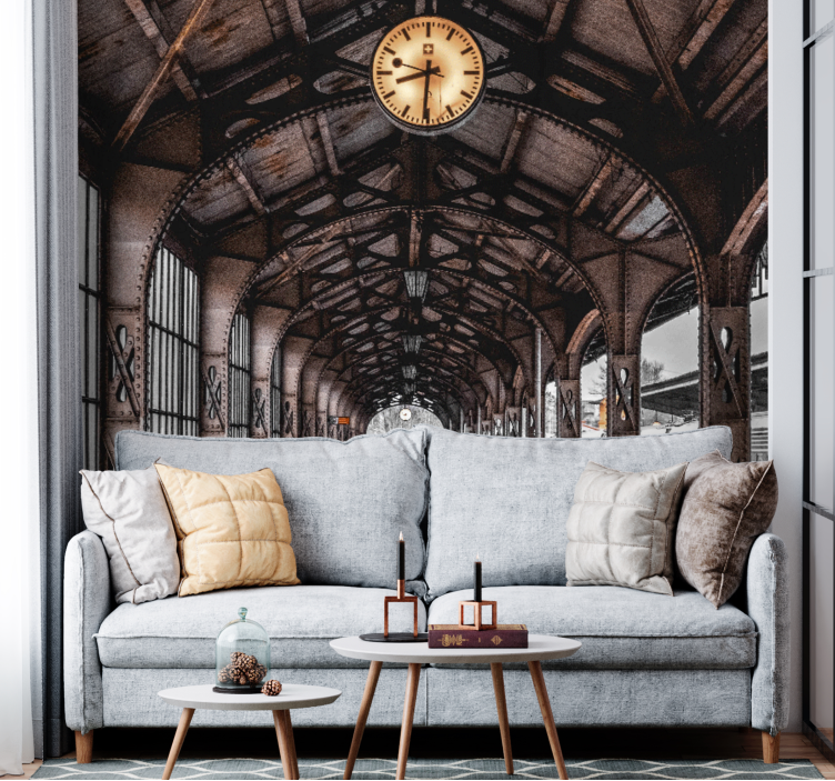 Kaupungin aikataulutettu kaari valokuvatapetti - Tenstickers