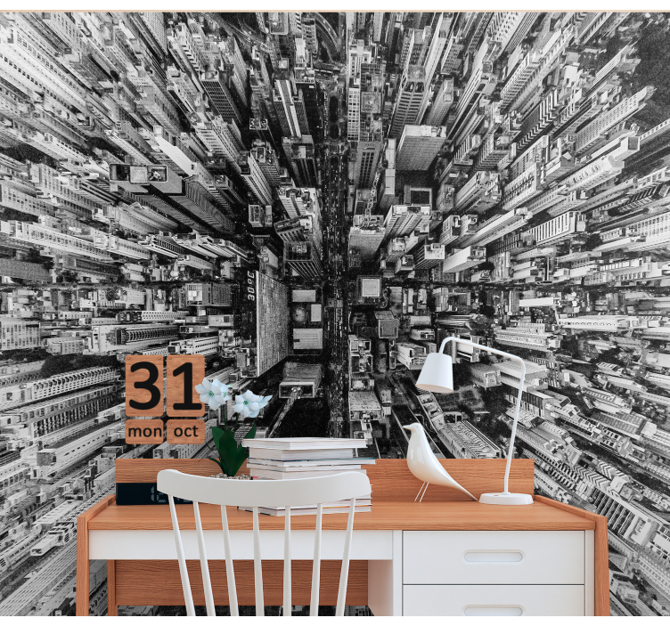 Kaupungin yläpuolella 3d valokuvatapetti - Tenstickers