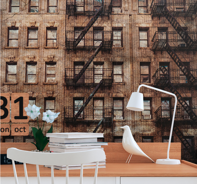 Kaupunkien tiili julkisivu kaupunki valokuvatapetti - Tenstickers