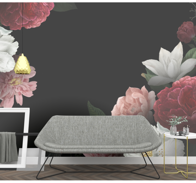 Kukat mustalla pohjalla Muut kukat valokuvatapetti - Tenstickers