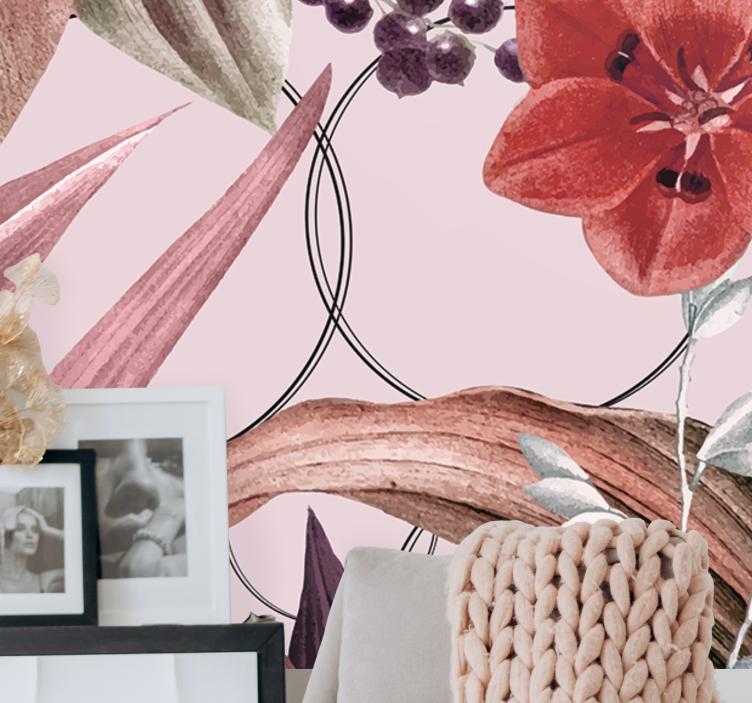 Kukka kuvioiden suunnittelu valokuvatapetti - Tenstickers