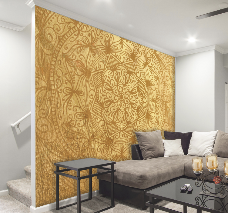 Upea kultainen mandalavalokuva - Tenstickers