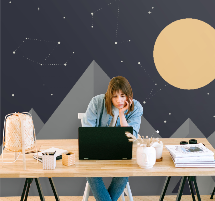 Kuutamoiset vuorenhuiput avaruus valokuvatapetti - Tenstickers