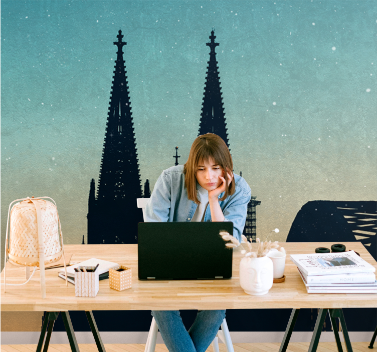 Kuvastua katedraalin tornit kaupunki valokuvatapetti - Tenstickers