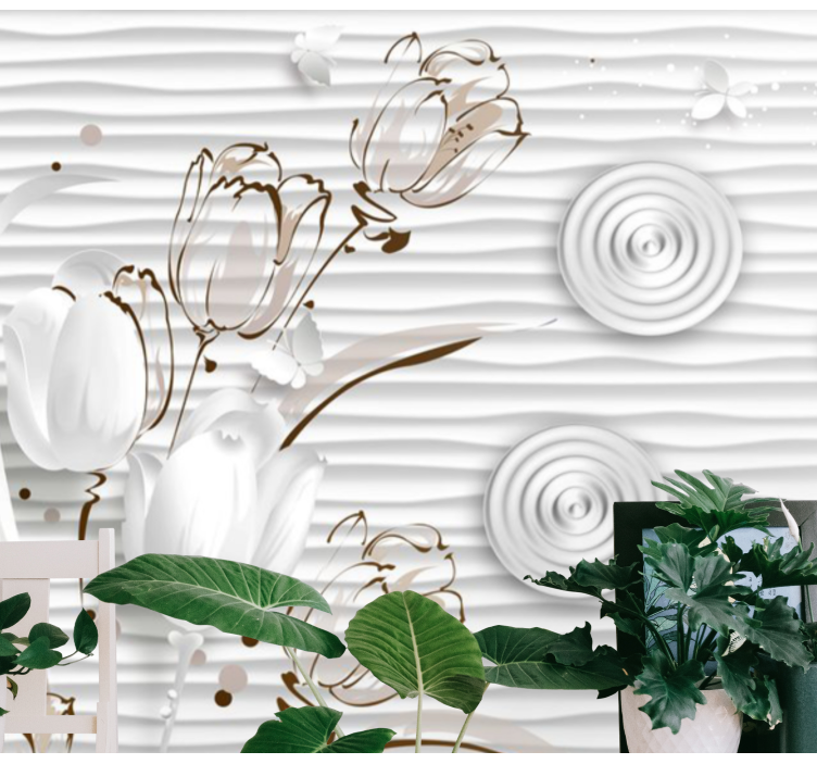 Kuvitetut tulppaanit valkoisilla ympyröillä tulppaani valokuvatap - Tenstickers