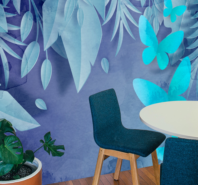 Lehtiperhosten muotoilu luonto valokuvatapetti - Tenstickers