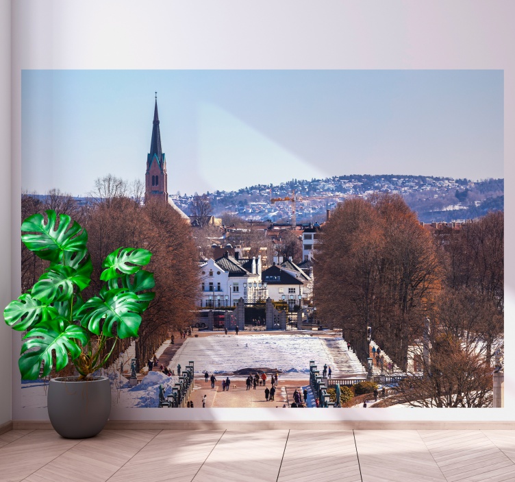 Luonnonkaunis kaupunkikatu kaupunki valokuvatapetti - Tenstickers