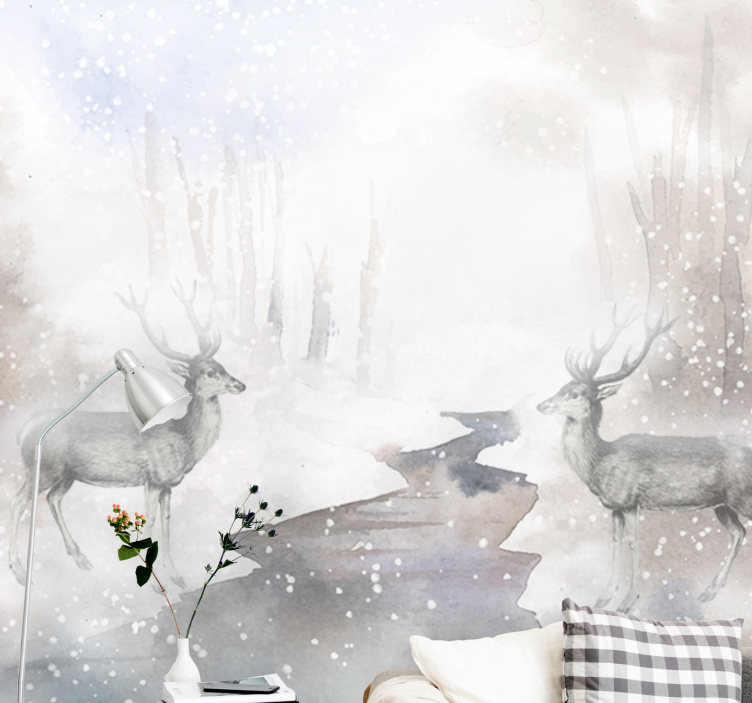 Majesteettiset hirvihetket eläin valokuvatapetti - Tenstickers