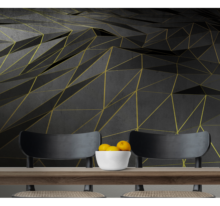 Moderni musta ja kulta 3d valokuvatapetti - Tenstickers