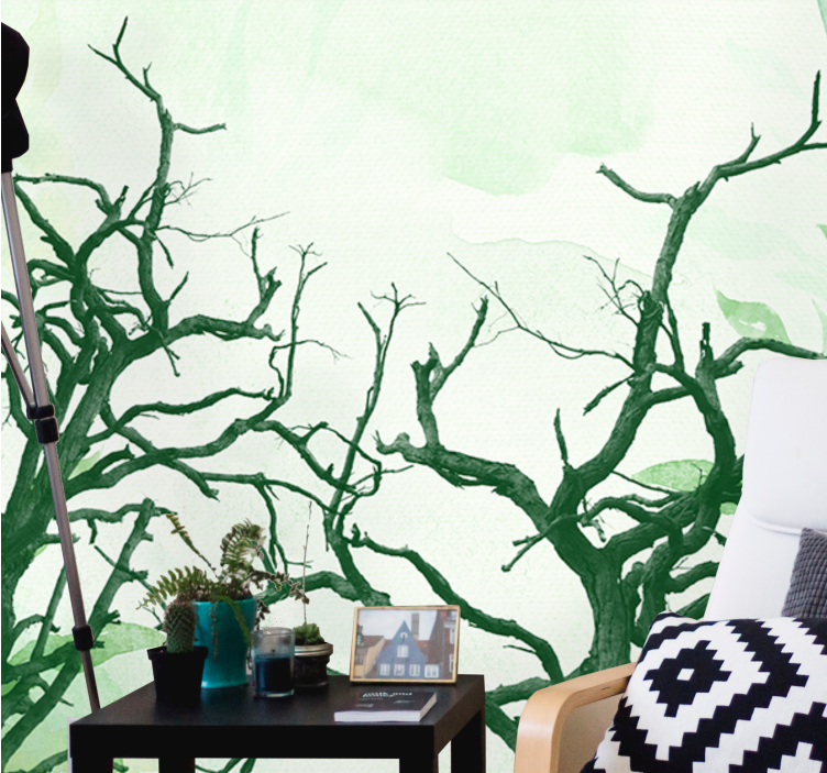 Monimutkaiset puusiluetit valokuvatapetti - Tenstickers