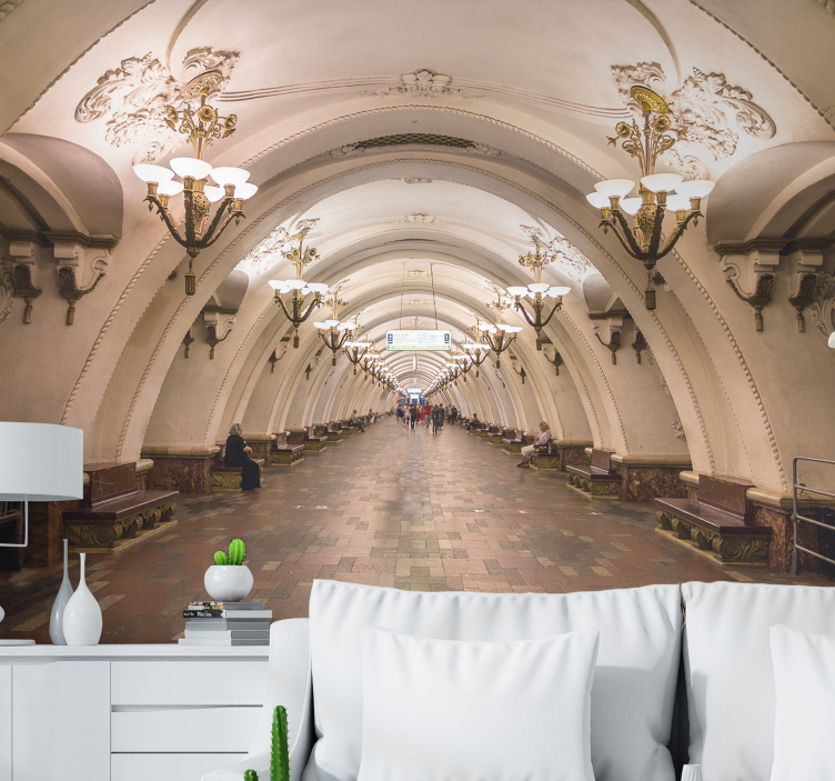 Moskovan metroasema muut kaupunki ja maa valokuvatapetti - Tenstickers