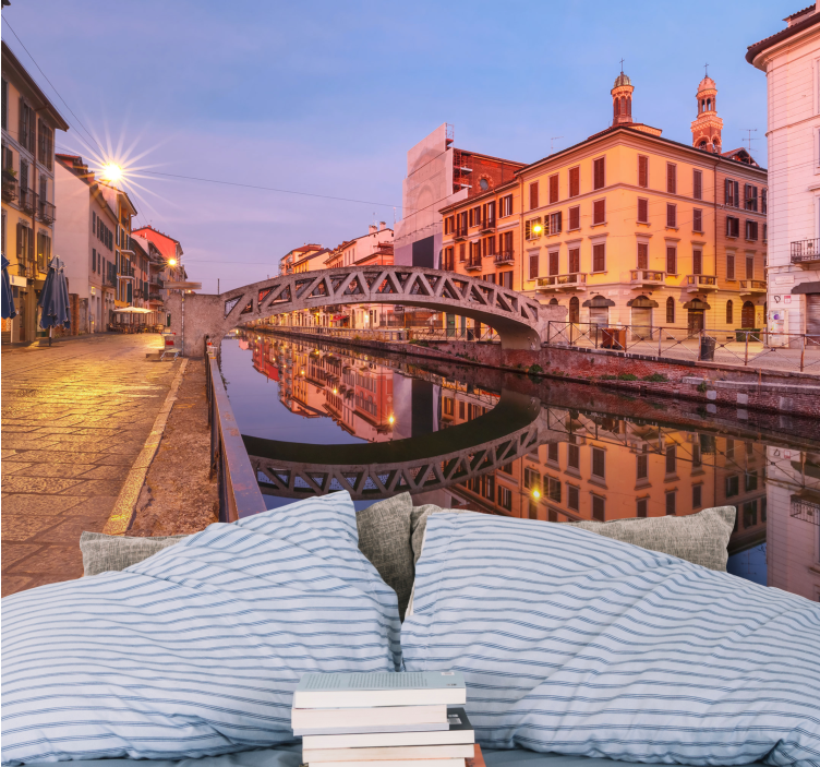 Naviglio grande canal milanossa tie valokuvatapetti - Tenstickers