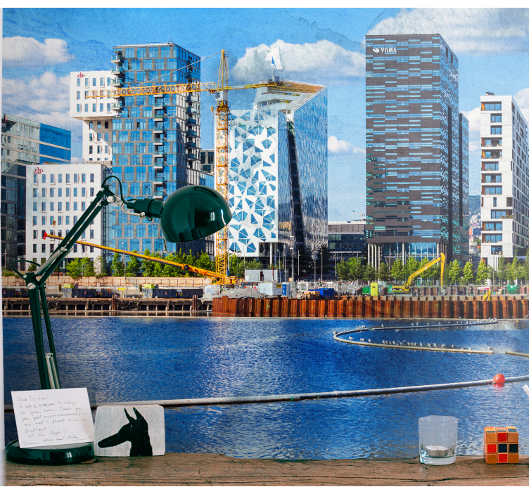 Oslo kaupunki päiväsaikaan aurinkoinen joki muut kaupunki ja maa  - Tenstickers