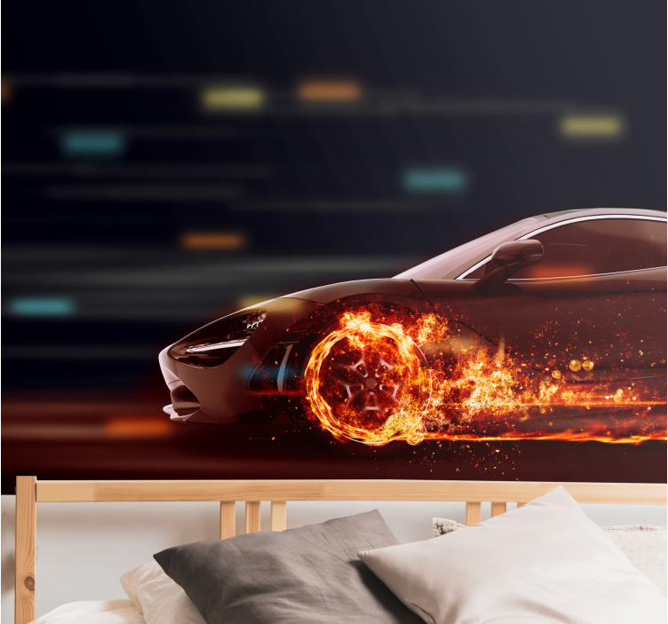 Palopyörillä valokuvatapetti auto - Tenstickers