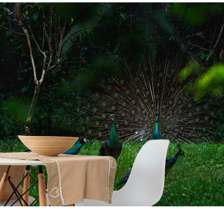 Pehmeästi avautuva riikinkukkoeläin valokuvatapetti - Tenstickers