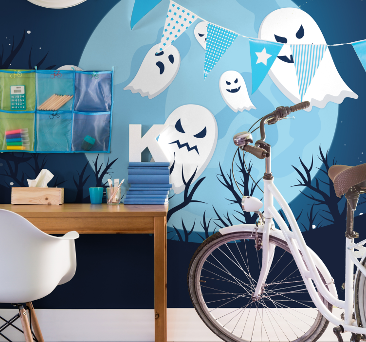 Pelottava kummitusjuhla halloween-valokuvatapetti - Tenstickers