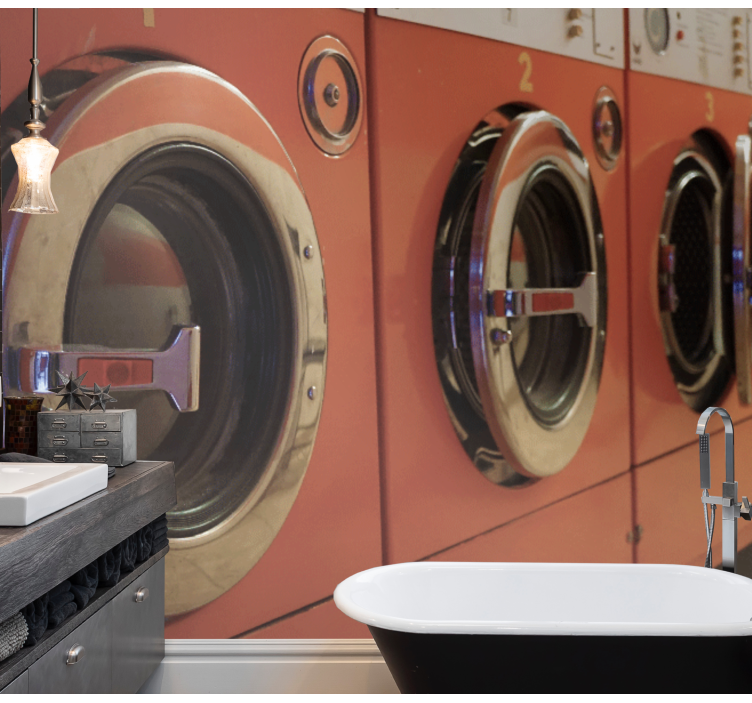 Pyykin realistiset pesukoneet wc valokuvatapetti - Tenstickers
